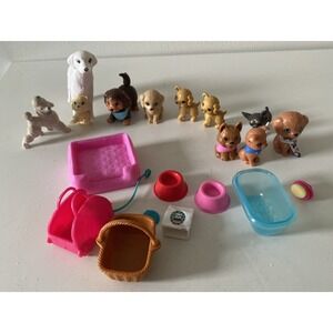 Mattel Barbie Pet Lot Dogs  Accessories Brush Bed Dog Bowls Basket Replacements